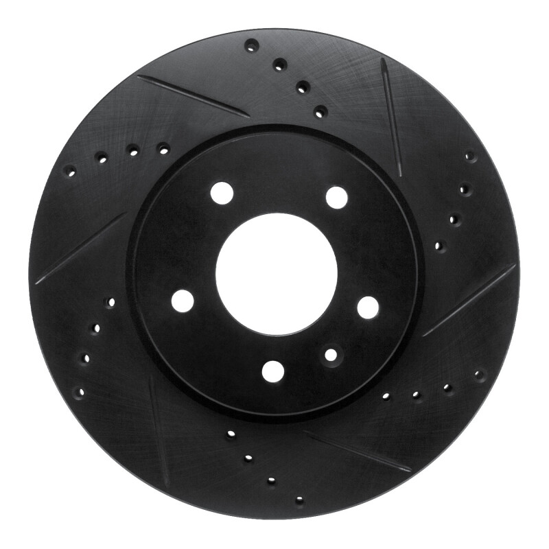 Chevrolet Equinox Brake Rotor (1) - Front Right - R1 Concepts - Drilled & Slotted - Black - `07-`15